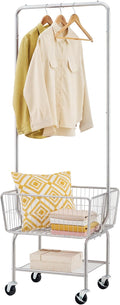 Tajsoon Laundry Cart with Hanging Rack for Easy Organization