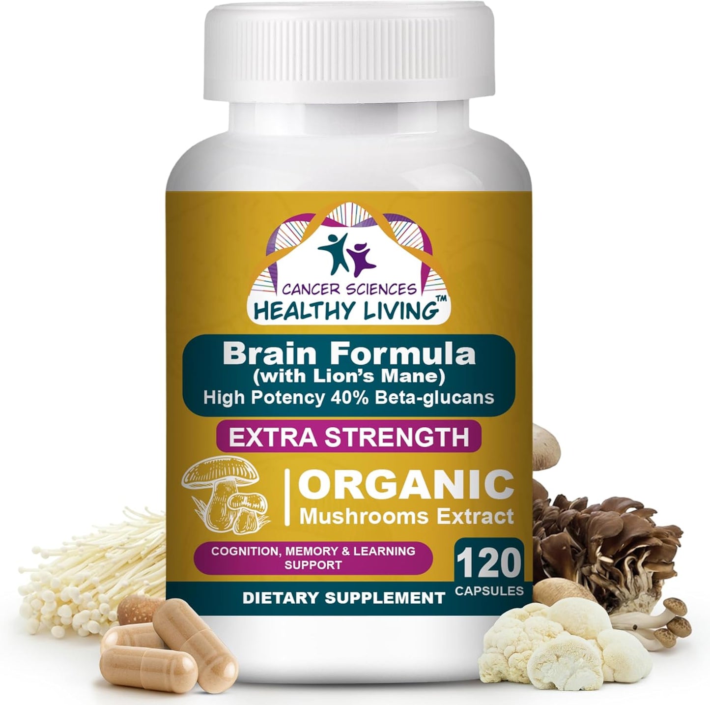 Cancer Sciences Brain Supplements for Memory and Focus - 120 Capsules