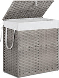 DUMOS Woven Laundry Basket with Lid 110L - Large Capacity Hamper