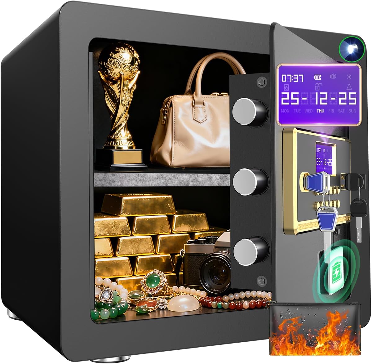 Home Safe with Digital Keypad & Alarm System for Valuables