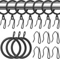 Secure & Stylish: 32 Metal Curtain Rings & Hooks Set 1.18 - Black