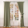 Lazzzy Velvet Curtains Sage Green Thermal Blackout Drapes 96in