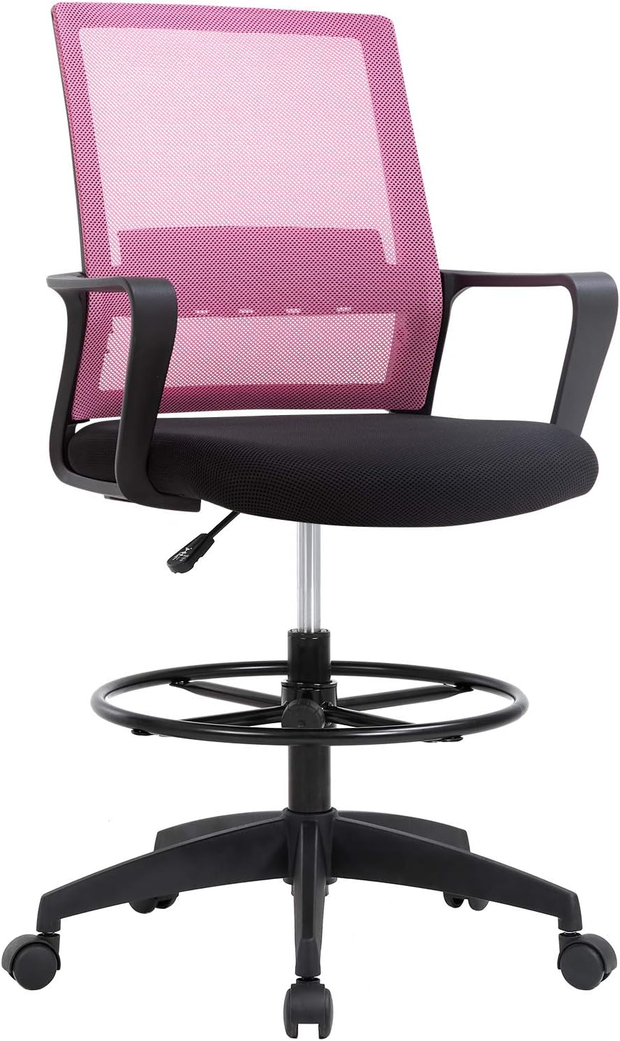 Drafting Chair with Lumbar Support and Adjustable Height for Comfort