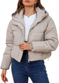 Womens Winter Cropped Puffer Jacket Hooded Zip Up - Short Warm Coat