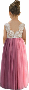 2Bunnies Girl Peony Lace Back A-Line Tulle Party Dress - Elegant