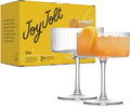 JoyJolt Elle Fluted 10oz Coupe Glass Set of 2 - Vintage Art Deco Charm