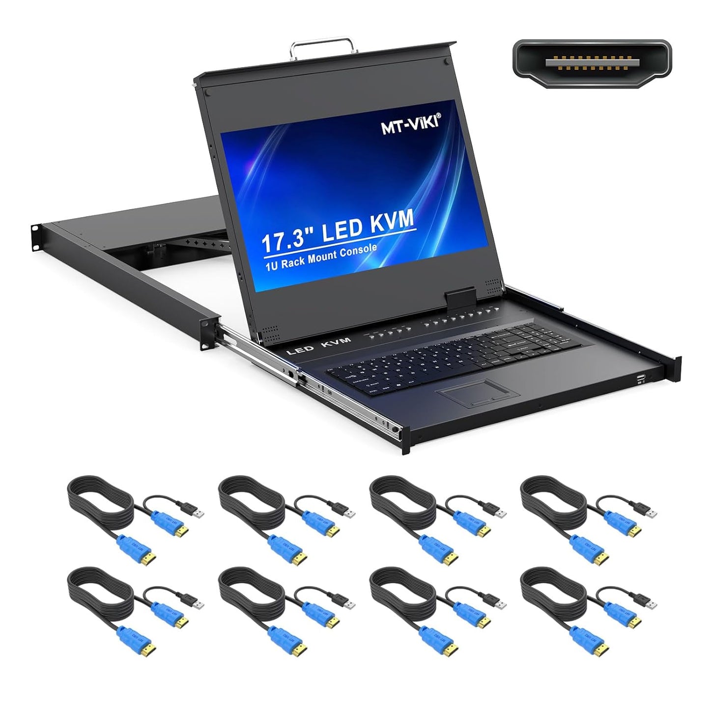 MT-VIKI Rack Mount KVM HDMI Console with 17.3ft' LCD Monitor