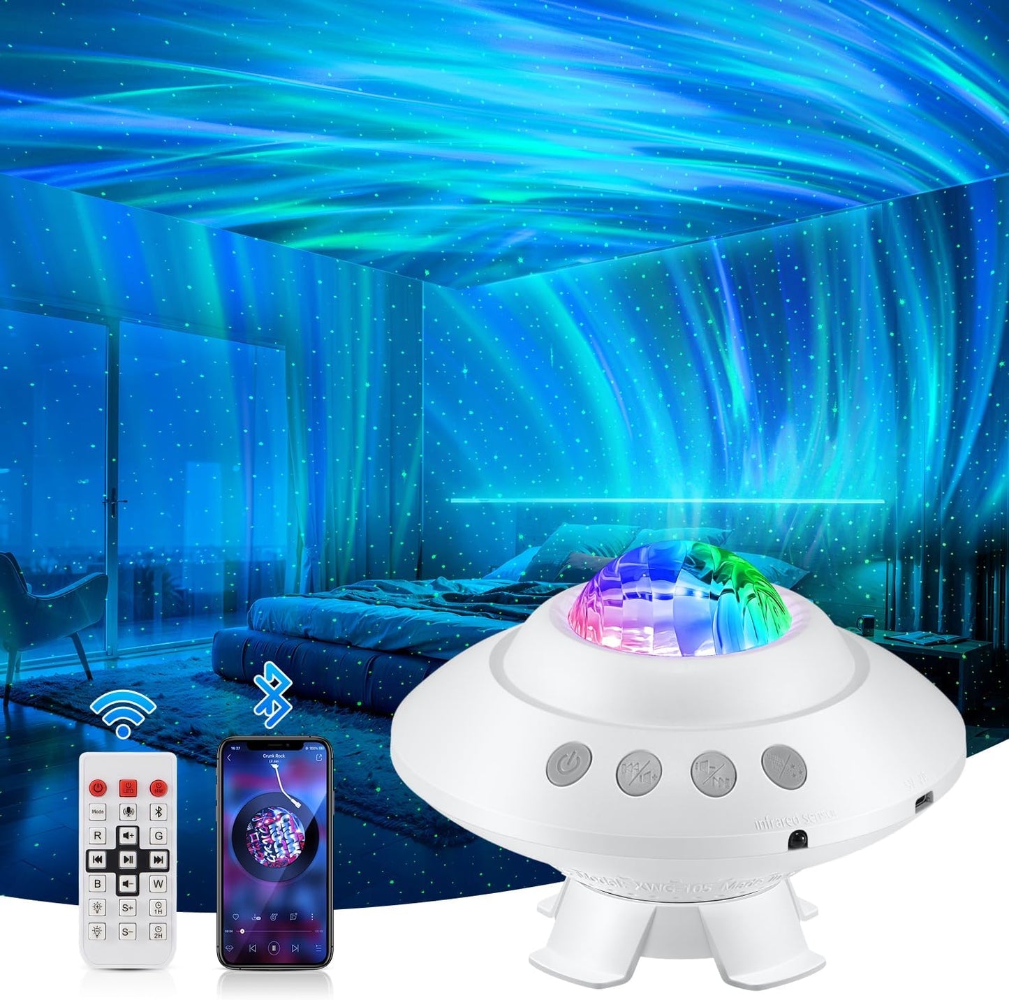 Northern Lights Projector with Bluetooth Speaker for Relaxation