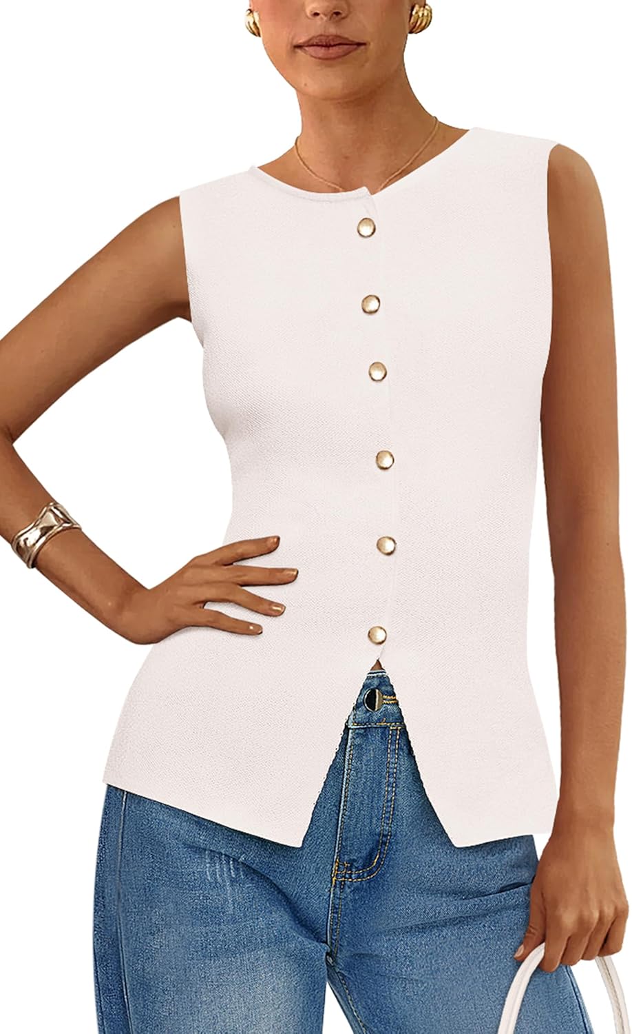 PRETTYGARDEN Women's Sweater Vest Button Down Summer Tank Tops