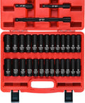 1/2 in Drive Deep Impact Socket Set 29pc - Durable Cr-V Kit
