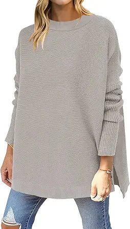 Oversized Long Batwing Sleeve Knit Tunic Pullover Sweater