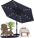 MASTERCANOPY Patio Umbrella with Solar LED Lights - 7.5ft Navy Blue
