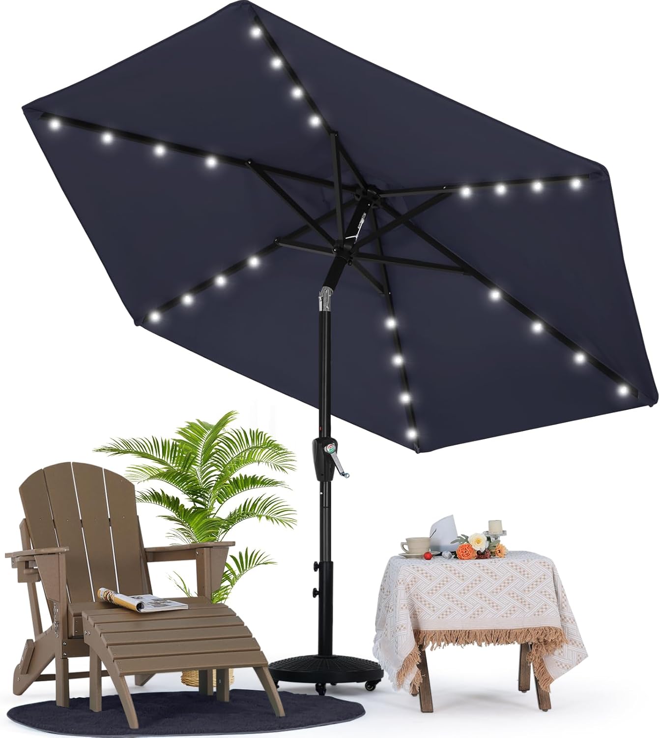 MASTERCANOPY Patio Umbrella with Solar LED Lights for Shade