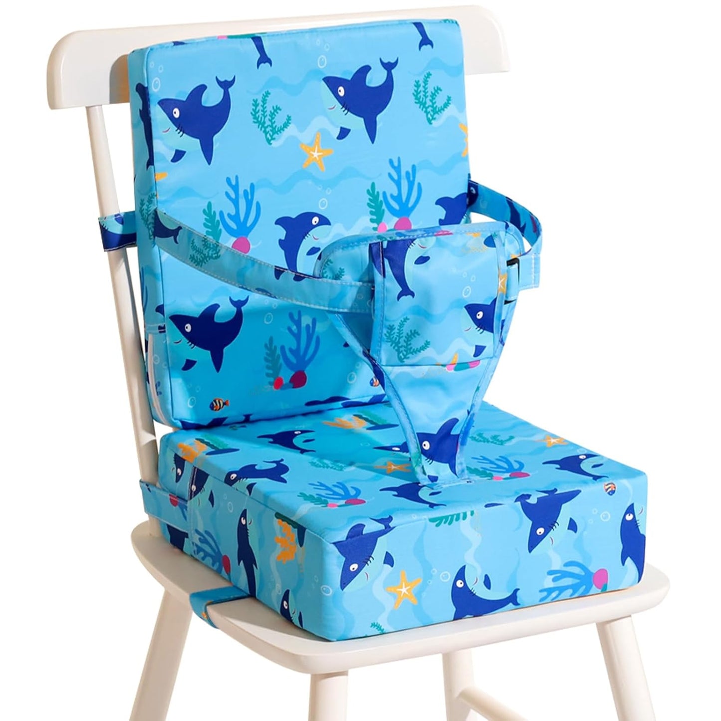 Toddler Booster Seat for Dining Table with Backrest and Safety Belts