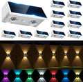 Solar Fence Lights Outdoor 12 Pack RGB Warm & Cool White - Versatile