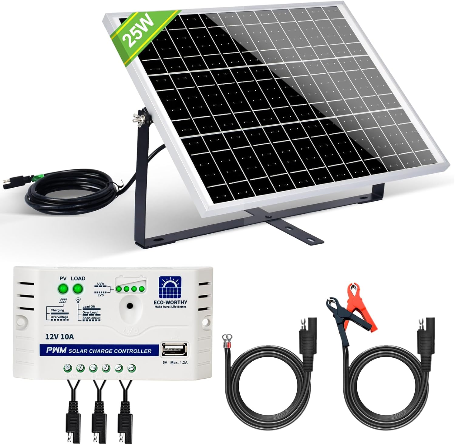 25W 12V Off Grid Solar Battery Charger Kit for All Vehicles
