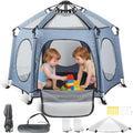 HOMGEN Baby Playpen with Canopy - Portable 56in x 40in Play Yard