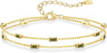 Birthstone Bracelets for Women Sterling Silver Double Layer - Elegant