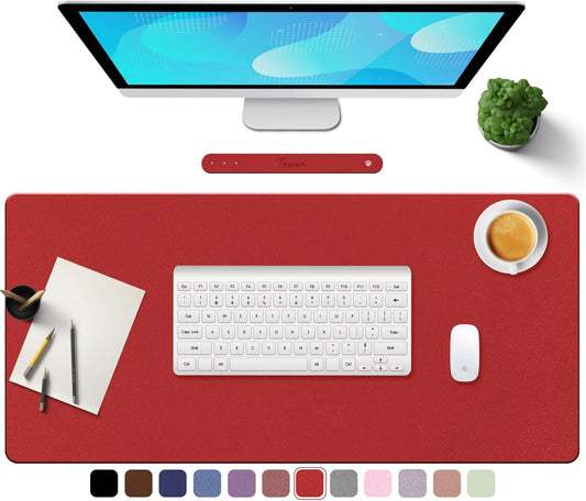 Waterproof Red Desk Pad - Large 32x16 Writing Mat