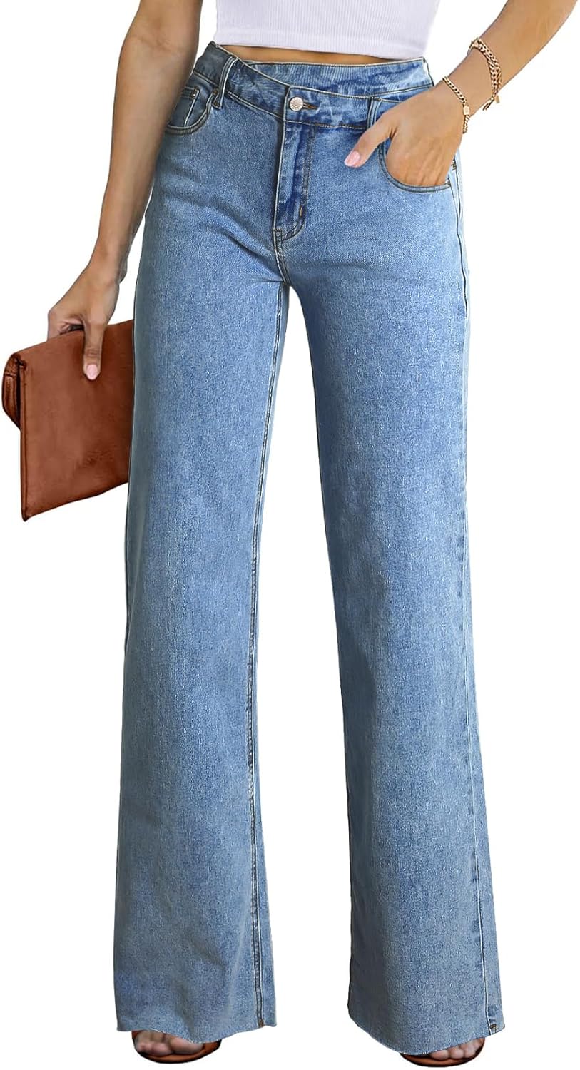 Astylish Womens Baggy Wide Leg Casual Jeans for Y2K Style
