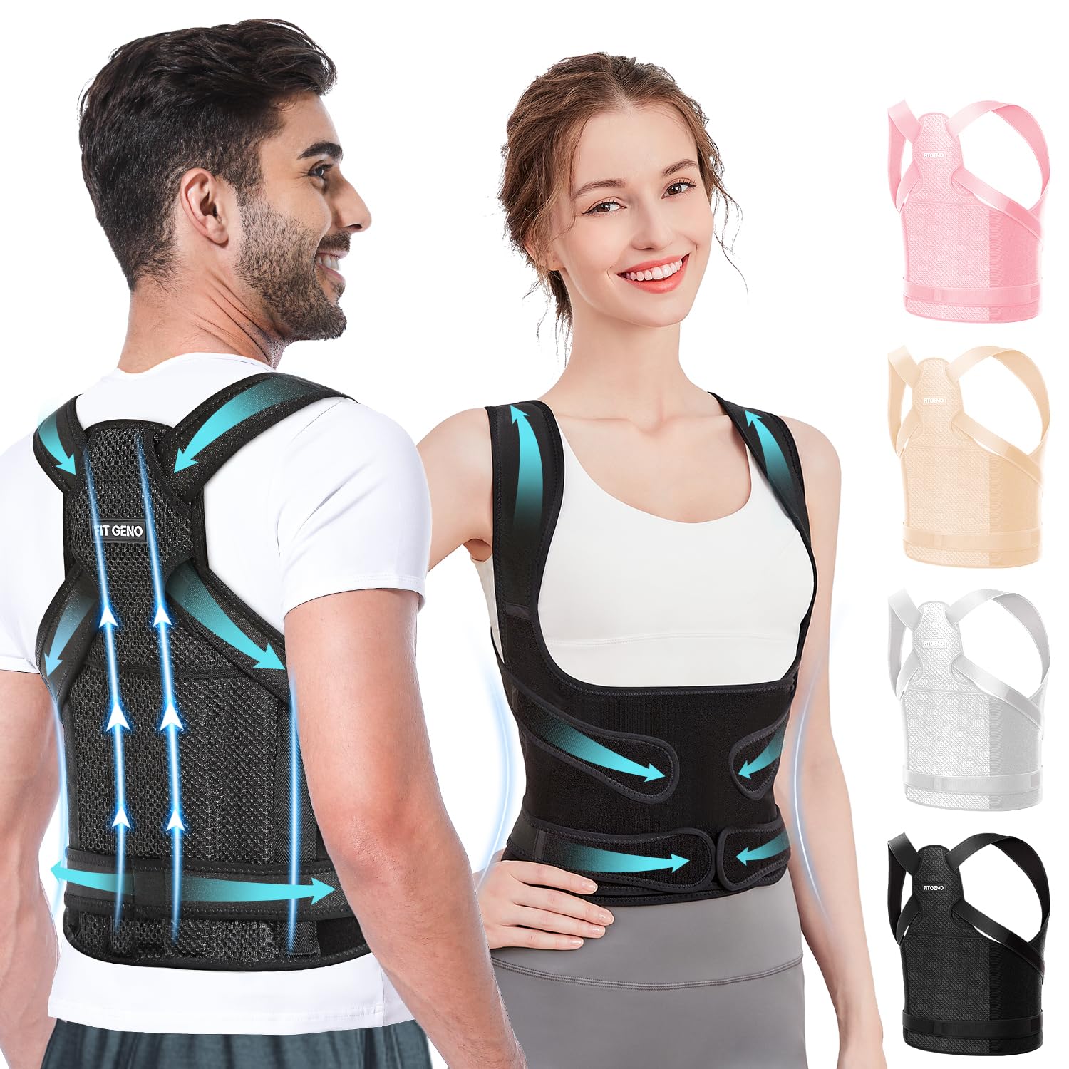 Fit Geno Back Brace Posture Corrector for Pain Relief and Support