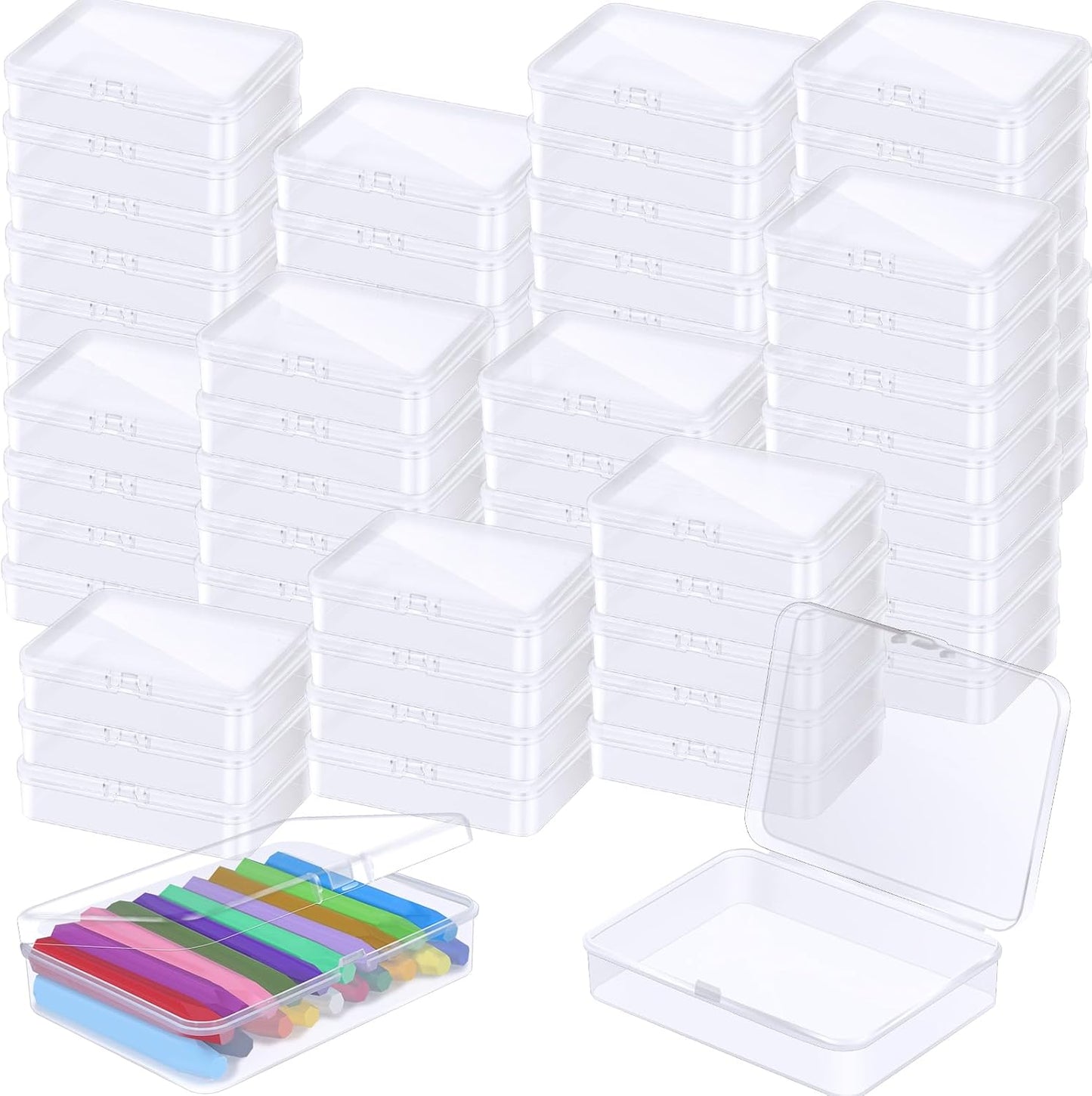 64 Pcs Plastic Crayon Box Bulk Clear Crayon Organizer Case