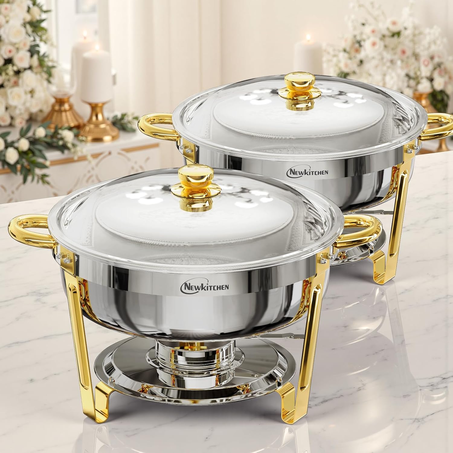 Chafing Dishes for Buffet 2 Pack - Elegant Stainless Steel Set