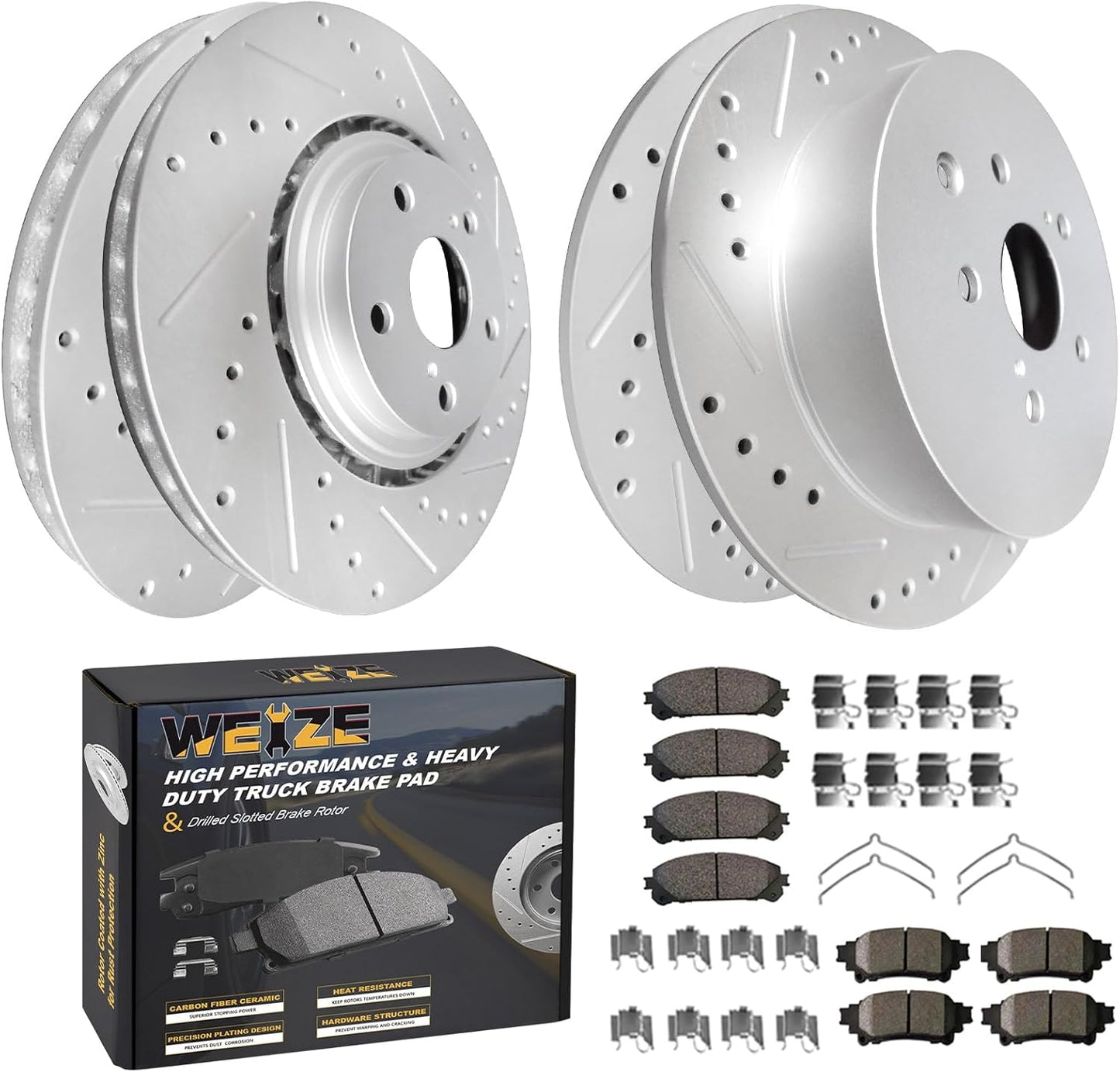 WEIZE Brake Rotor Kit for Toyota Sienna and Highlander 2011-2019