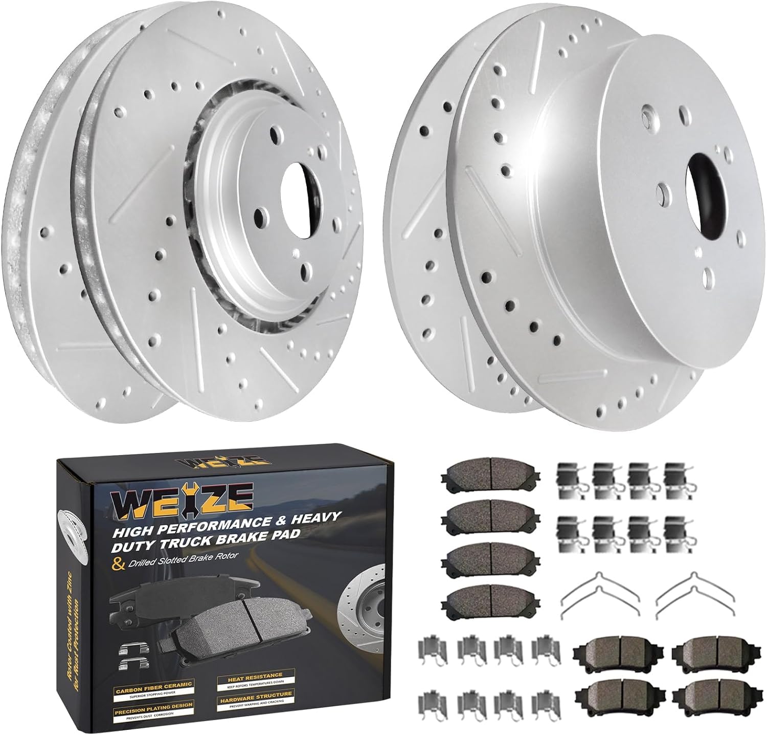 WEIZE Brake Rotor Kit for Toyota Sienna and Highlander 2011-2019