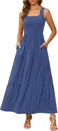 Summer Sleeveless Long Beach Sundress for Women - Square Neck Maxi