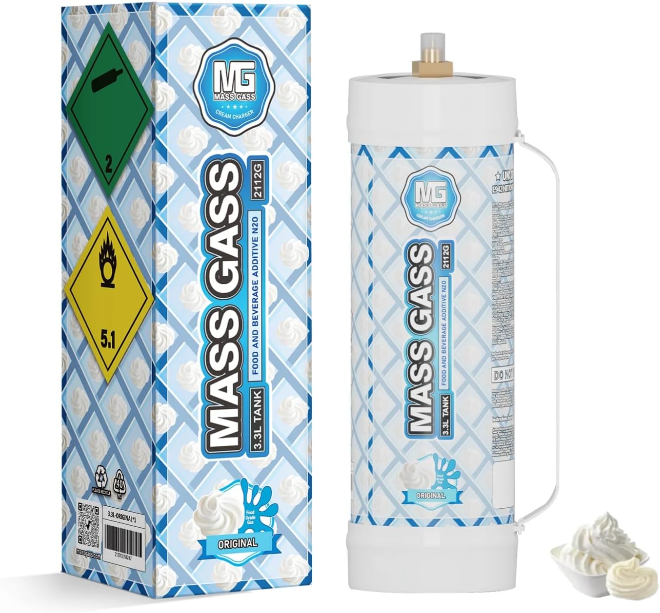 MassGass Whip Cream Charger - Fast Whipped Cream!