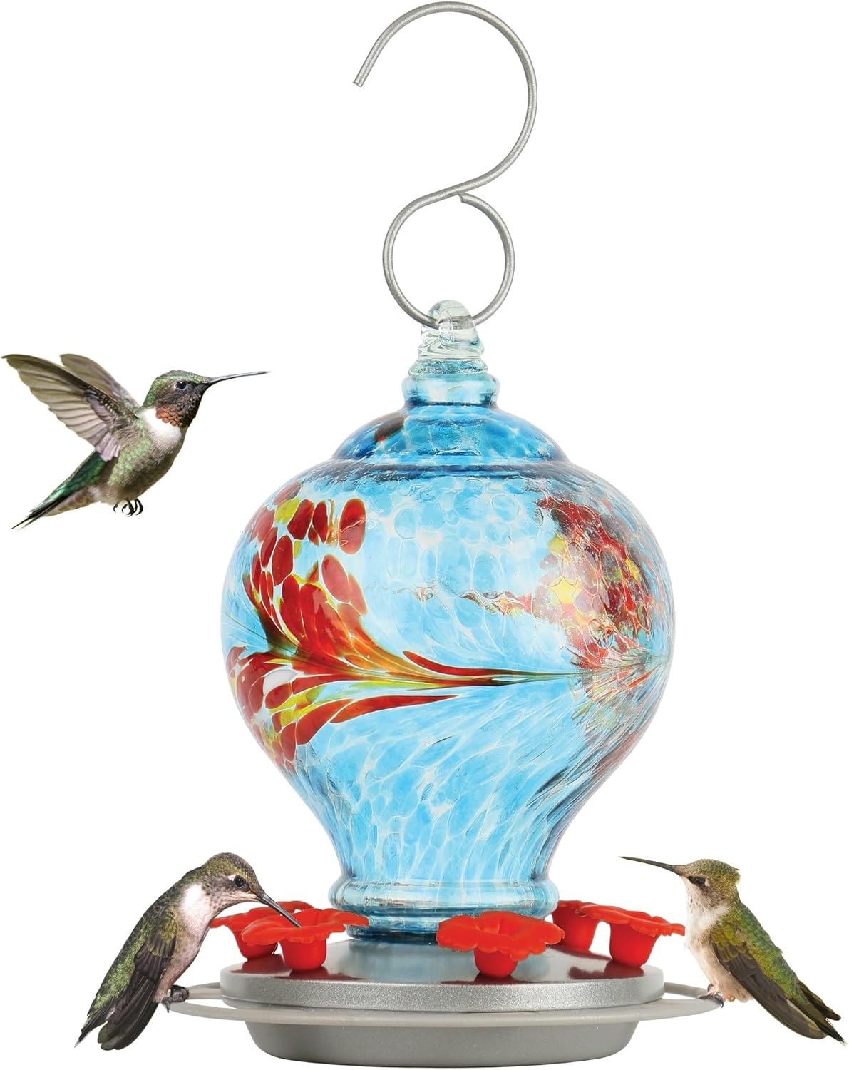 Nature's Way Sunny Day Hand Blown Hummingbird Feeder, 28 Oz