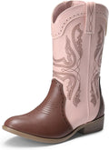 Cowgirl Boots for Girls Boys Mid Calf Cowboy Boots - Embroidered Style