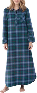 PajamaGram Long Flannel Nightgown - Warm Full-Length Plaid