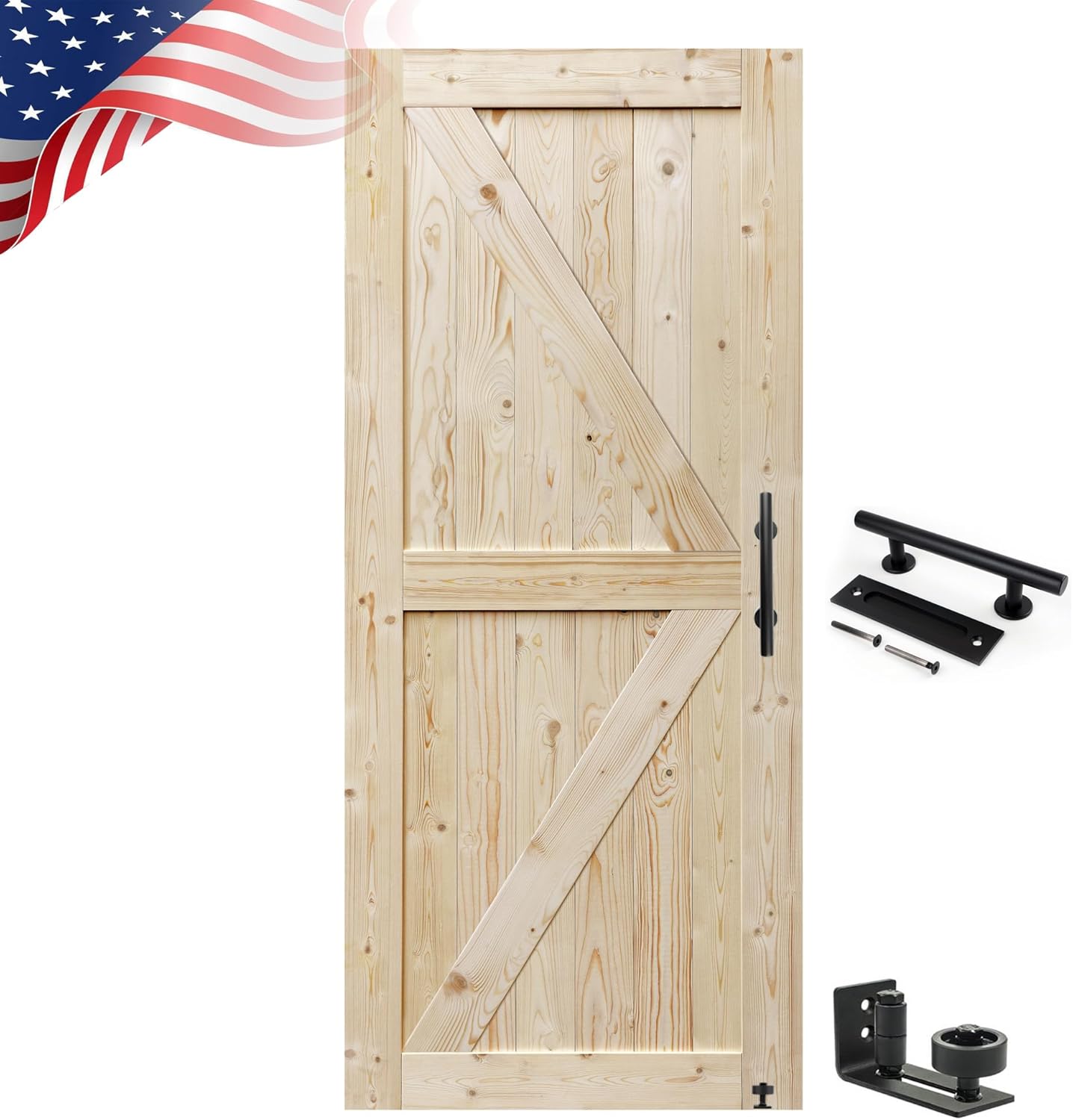 Unfinished Barn Door 38in x 80in Solid Wood for Modern Spaces