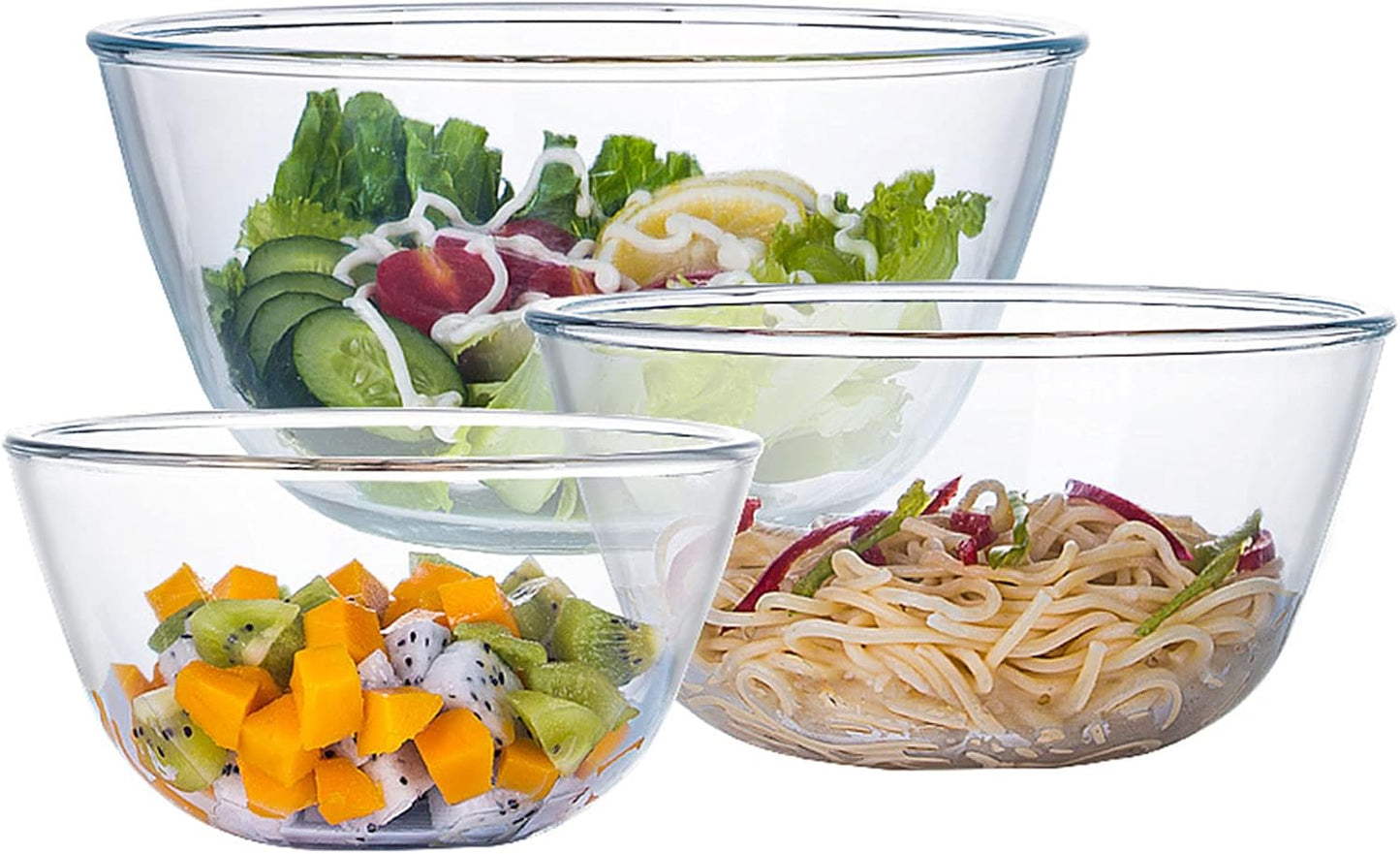 Glass Mixing Bowl Set for Baking - 3-Piece Kitchen Essential