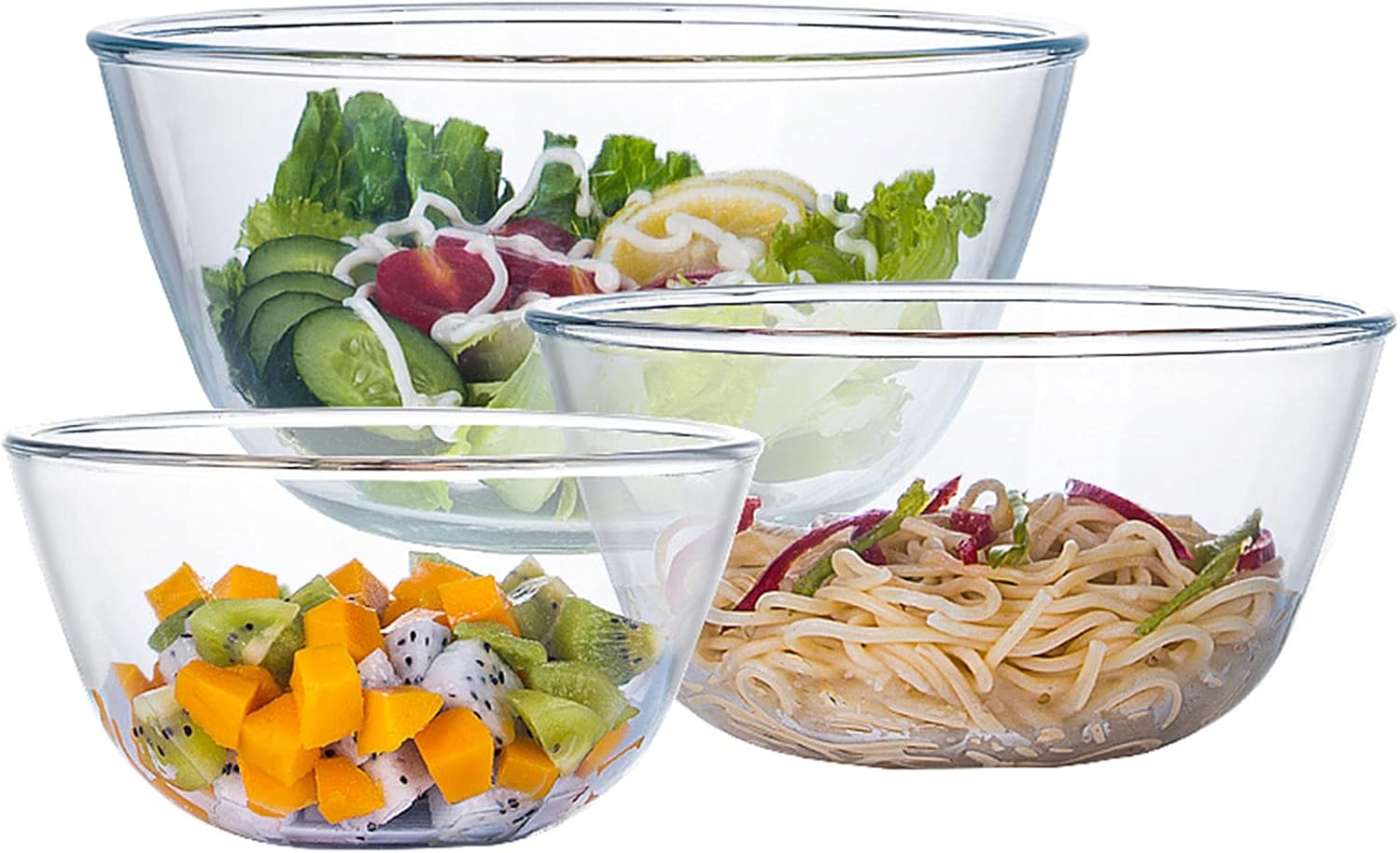 Glass Mixing Bowl Set for Baking - 3-Piece Kitchen Essential
