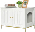 Cat Litter Box Enclosure - Modern White and Gold Cat Washroom