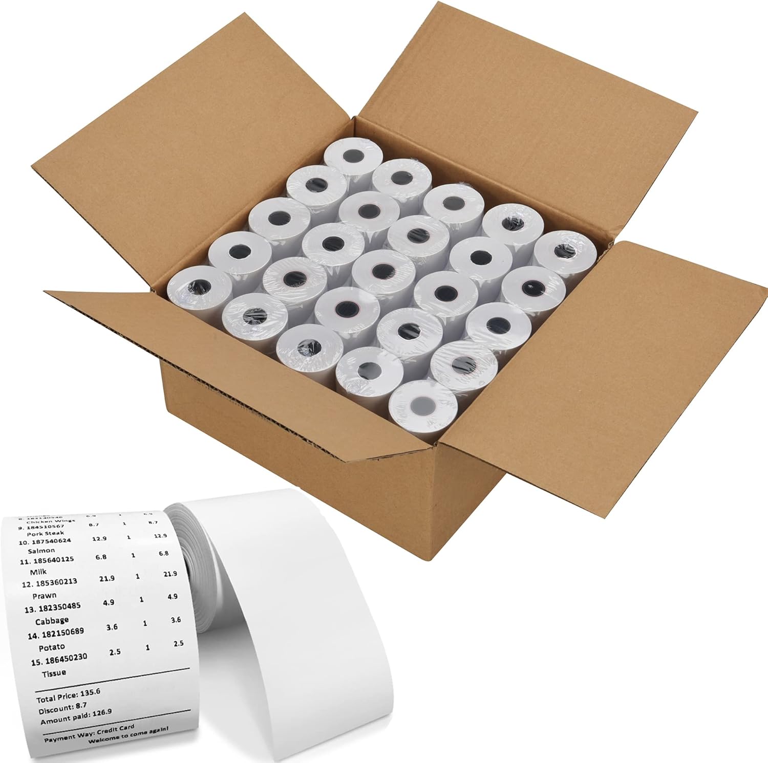 FungLam Thermal Receipt Paper Rolls for POS Systems - 100 Rolls