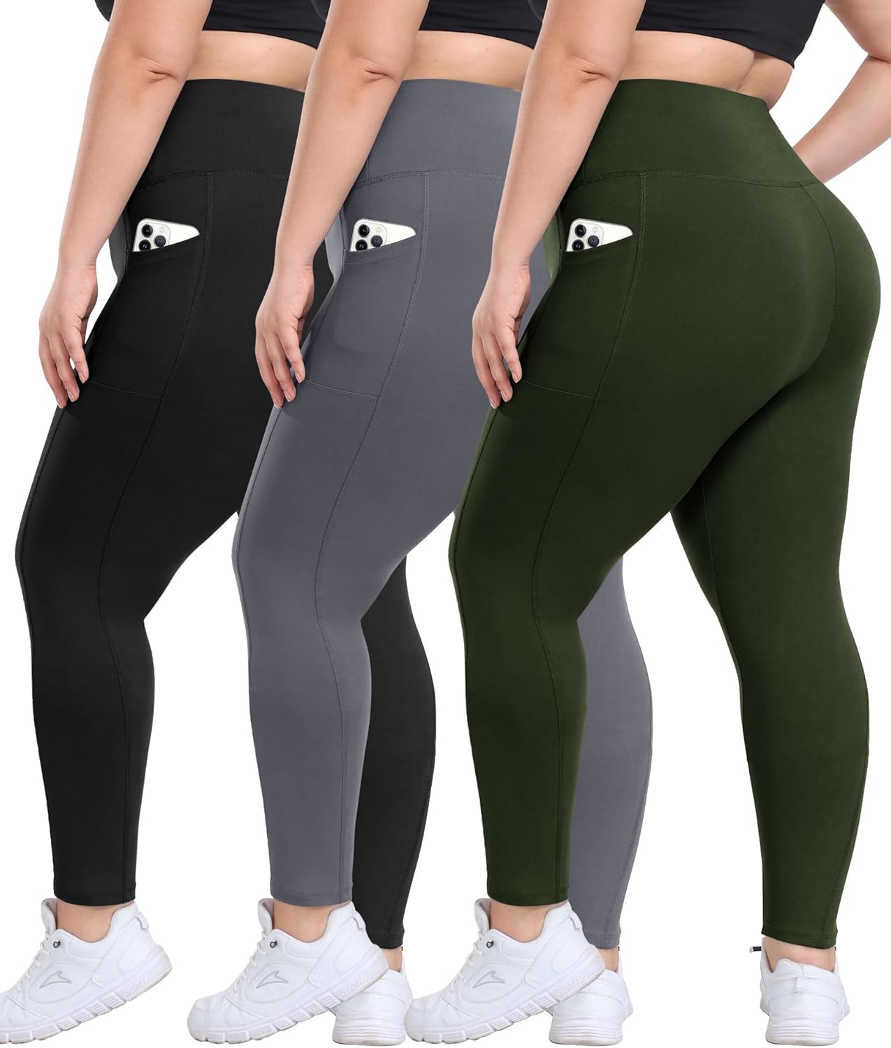 Plus Size Leggings with Pockets for Women - Tummy Control