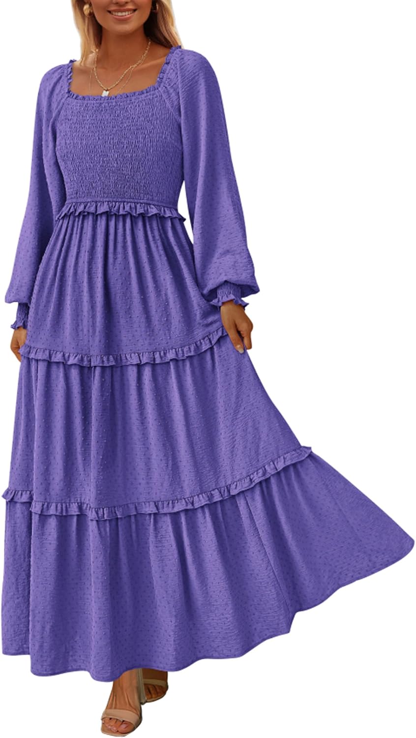 PRETTYGARDEN Fall Dresses for Women Long Sleeve Maxi Dress