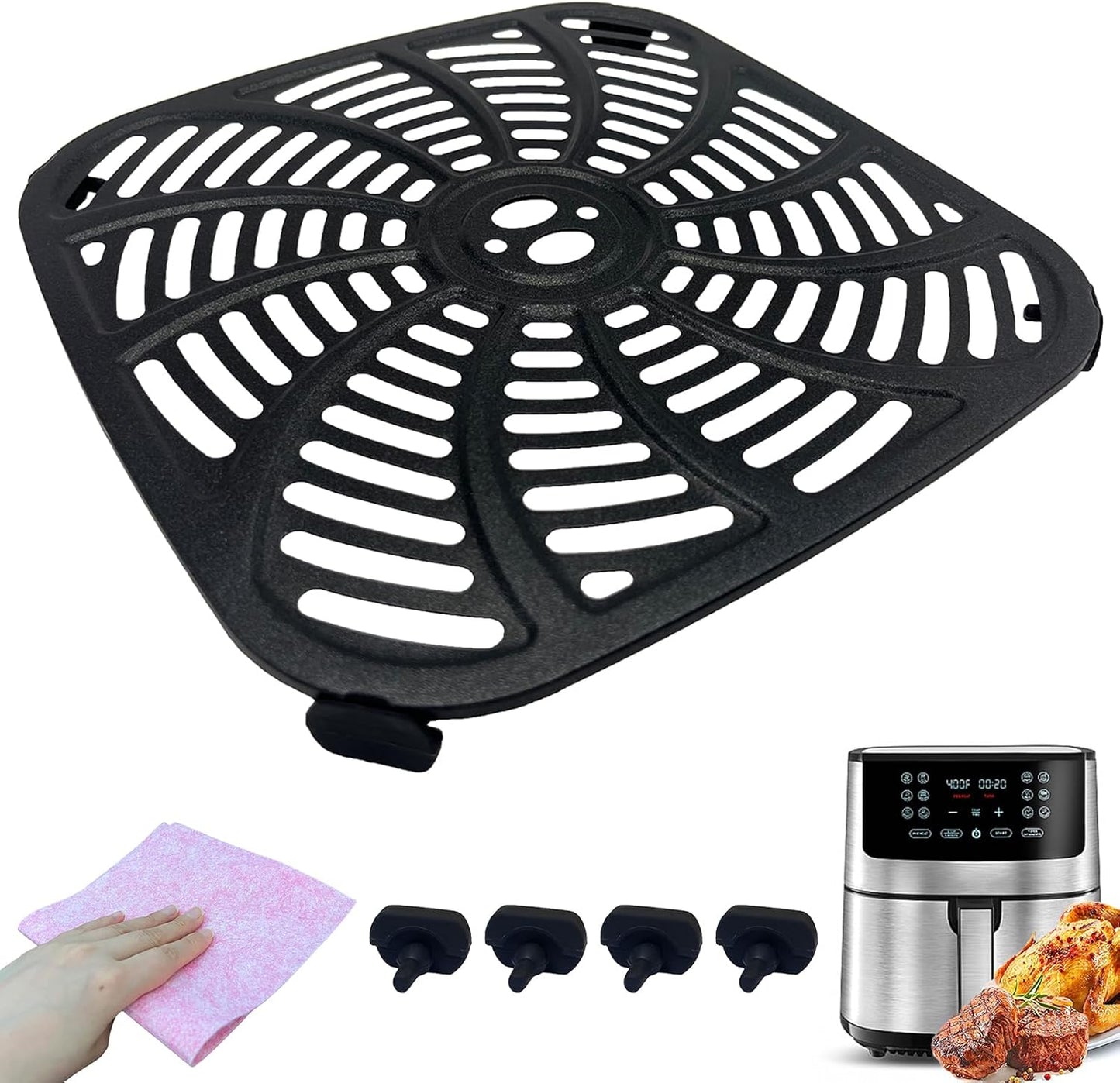 Gourmia 8QT Air Fryer Crisper Plate - Nonstick Rack Insert for Perfect Crispy Results!