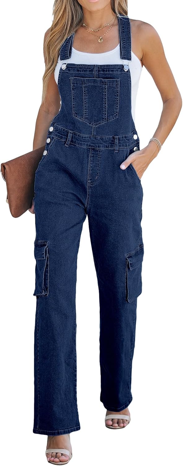 Luvamia Cargo Jean Overalls for Women - Trendy Utility Jumpsuit