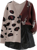 WDIRARA Leopard Tiger Print Cardigan V Neck Long Sleeve - Bold
