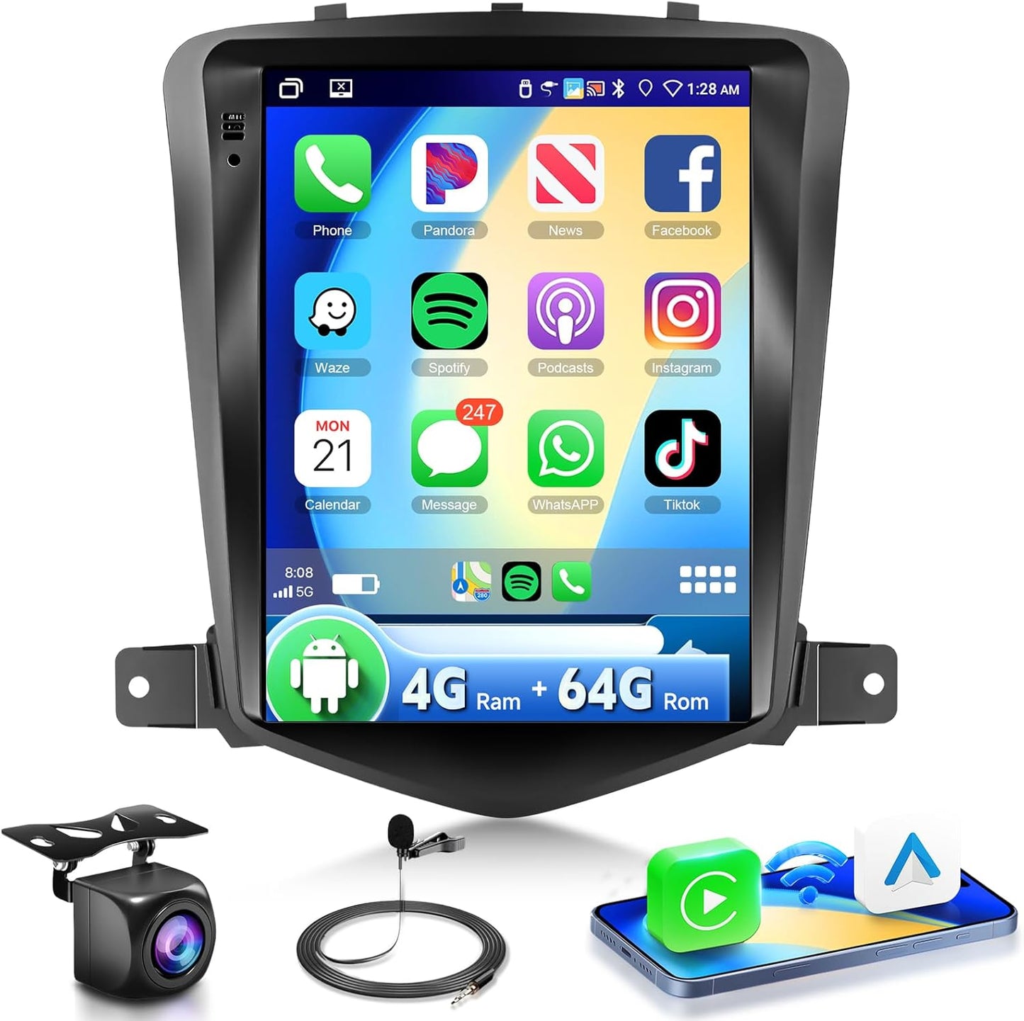 4G+64G Radio for Chevy Cruze 2009-2015 with Wireless Carplay