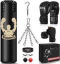 4FT Hanging Punching Bag for Adults with Gloves - PU Leather Trainer