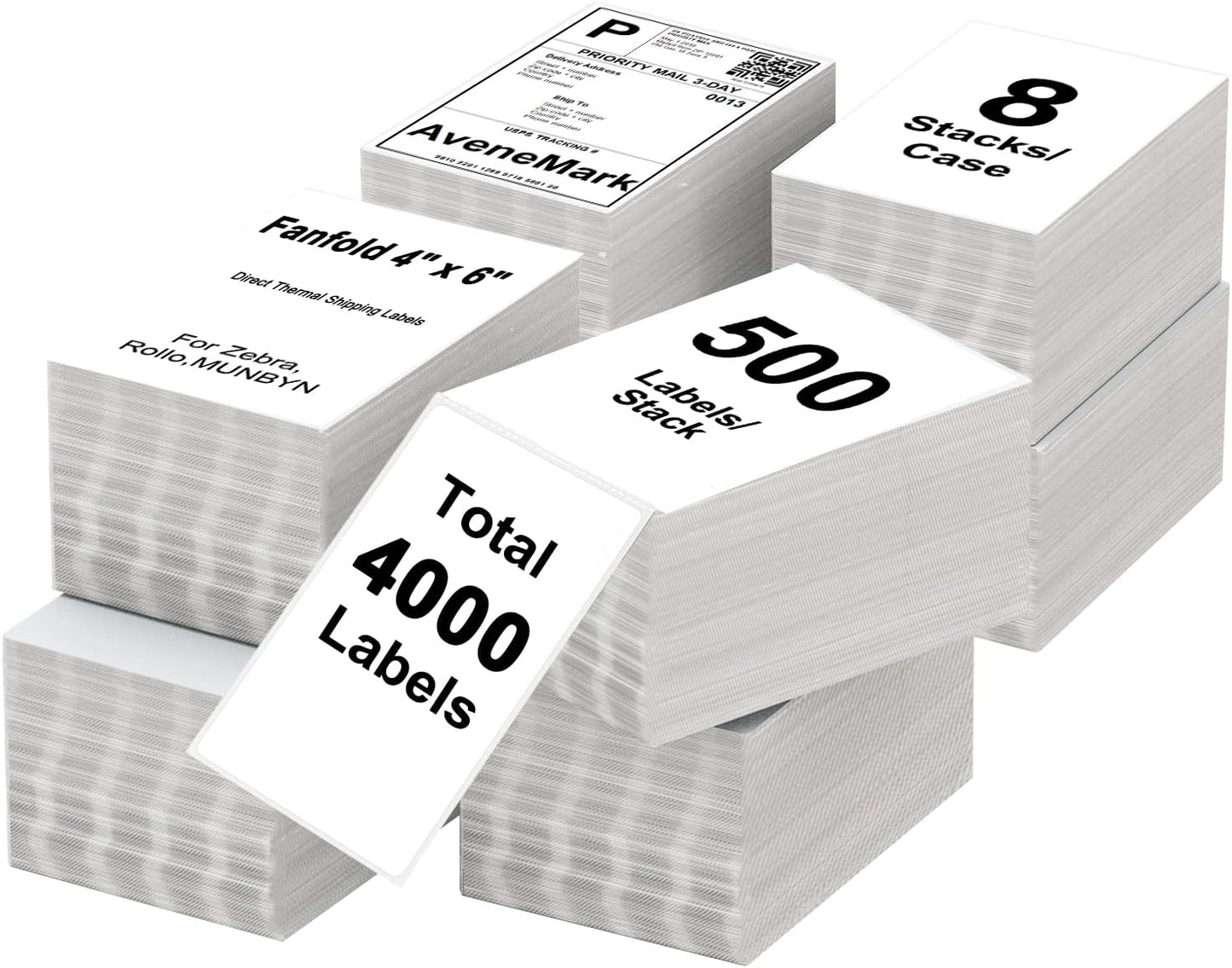 AveneMark 4000 Labels 4in x 6in Fanfold Direct Thermal Labels