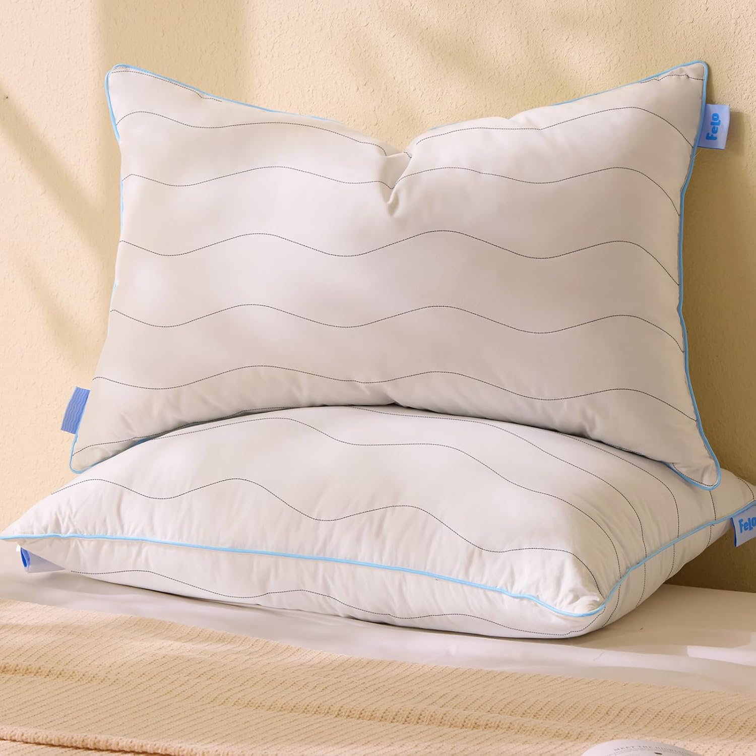 Felo Feather Down Pillows King Size Set of 2 for Comfort