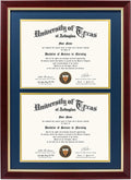 Double Diploma Frame for Two 8.5x11 Certificates - Navy over Gold Mat