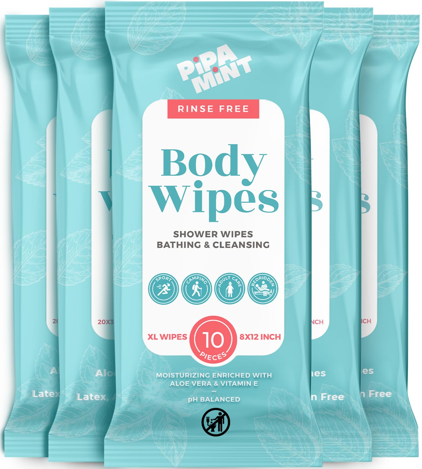 PIPA MINT XL Body Wipes: 50 Pack - Convenient Bathing Power!